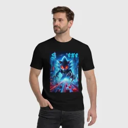 Мужская футболка хлопок Hedgehog in neon metropolis - ai art - фото 2