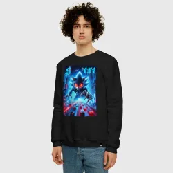 Мужской свитшот хлопок Hedgehog in neon metropolis - ai art - фото 2