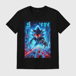 Мужская футболка хлопок Hedgehog in neon metropolis - ai art