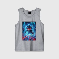 Детская майка хлопок Hedgehog in neon metropolis - ai art