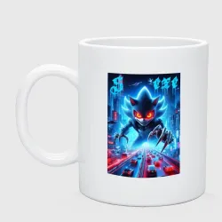 Кружка керамическая Hedgehog in neon metropolis - ai art