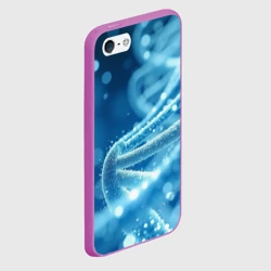 Чехол для iPhone 5/5S матовый Днк в синем свечении - фото 2