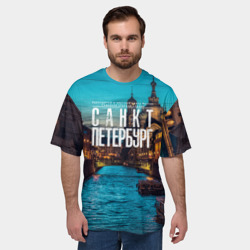 Мужская футболка oversize 3D Санкт-Петербург ночью - фото 2