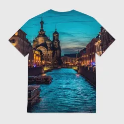 Мужская футболка 3D Санкт-Петербург ночью - фото 2