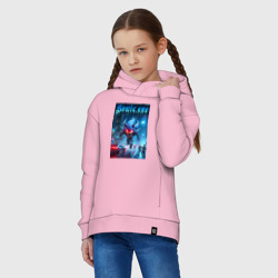 Детское худи Oversize хлопок Ёжик монстр в ночном мегаполисе - неоновое свечение - фото 2