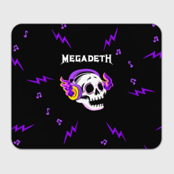 Прямоугольный коврик для мышки Megadeth неоновый череп