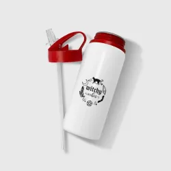 Бутылка для воды с трубочкой Witchy vibes - Halloween вайб ведьмы - фото 2