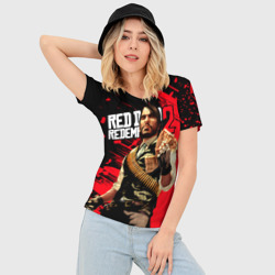 Женская футболка 3D Slim Red Dead Redemption 2 - Wanted - фото 2