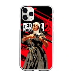 Чехол для iPhone 11 Pro Max матовый Red Dead Redemption 2 - монахиня с оружием в руках