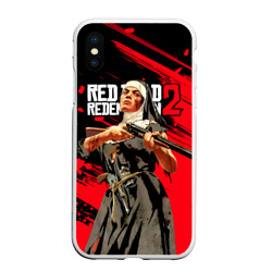 Чехол для iPhone XS Max матовый Red Dead Redemption 2 - монахиня с оружием в руках