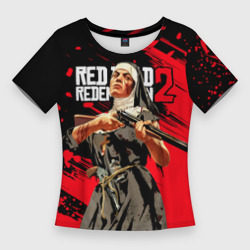 Женская футболка 3D Slim Red Dead Redemption 2 - монахиня с оружием в руках