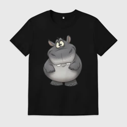 Мужская футболка хлопок Бегемот улыбается