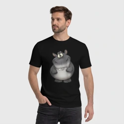 Мужская футболка хлопок Бегемот улыбается - фото 2