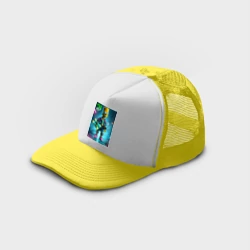 Кепка тракер с сеткой Барт Симпсон со скейтбордом под проливным дождём - нейроарт - фото 2