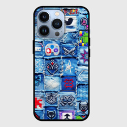 Чехол для iPhone 13 Pro Геймерские символы на пэчворк