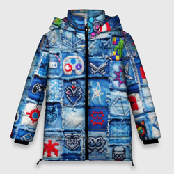 Женская зимняя куртка Oversize Геймерские символы на пэчворк