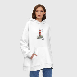 Худи SuperOversize хлопок Маяк и чайки на берегу моря - фото 2