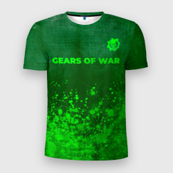 Мужская футболка 3D Slim Gears of War - green gradient посередине
