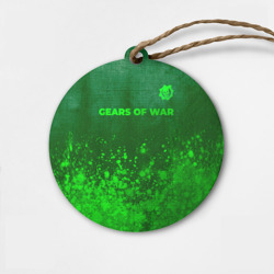 Деревянная игрушка круг Gears of War - green gradient посередине