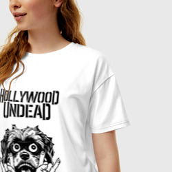 Женская футболка хлопок Oversize Hollywood Undead - rock dog - фото 2