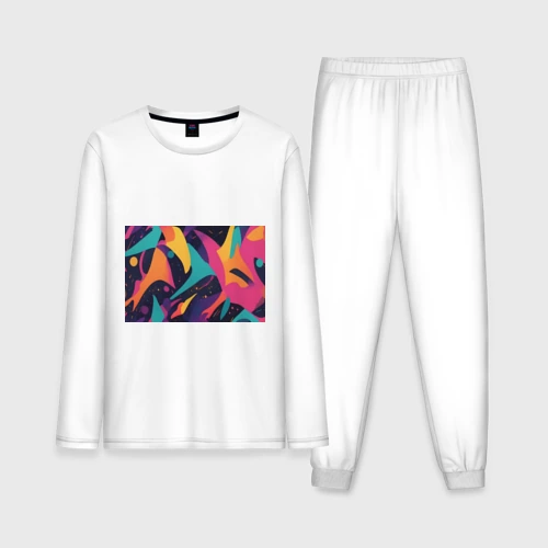 Мужская пижама с лонгсливом хлопок Космос яркая абстракция
