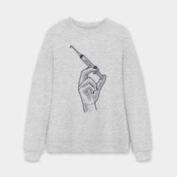 Мужской свитшот oversize без начеса хлопок Шприц с вакциной