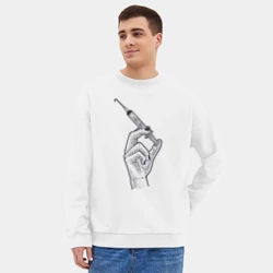 Мужской свитшот oversize без начеса хлопок Шприц с вакциной - фото 2