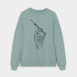 Мужской свитшот oversize без начеса хлопок Шприц с вакциной