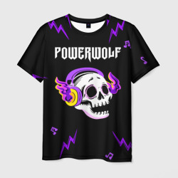 Мужская футболка 3D Powerwolf неоновый череп