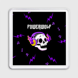 Магнит 55*55 Powerwolf неоновый череп