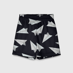 Детские спортивные шорты 3D Белый бумажный самолётик  - Телеграм
