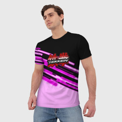 Мужская футболка 3D Tekken pink line - фото 2