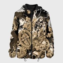 Мужская куртка 3D Православный крест и Иисус с ангелами