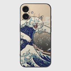 Чехол для iPhone 16 силиконовый с защитой камеры Большой котик в Канагаве