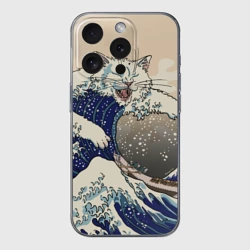 Чехол для iPhone 15 Pro Max силиконовый с защитой камеры Большой котик в Канагаве