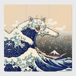 Магнитный плакат 3Х3 Большой котик в Канагаве