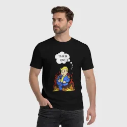 Мужская футболка хлопок Vault boy in the fire - фото 2