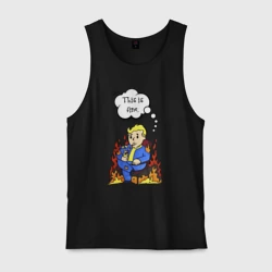 Мужская майка хлопок Vault boy in the fire