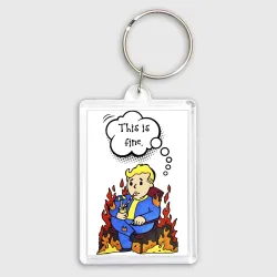 Брелок прямоугольный 35*50 Vault boy in the fire