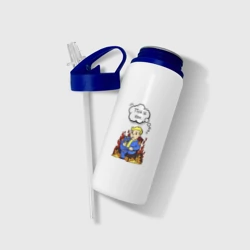 Бутылка для воды с трубочкой Vault boy in the fire - фото 2