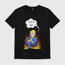 Мужская футболка хлопок Vault boy in the fire