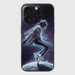 Чехол для iPhone 16 Pro силиконовый с защитой камеры Michael Jackson on the moon