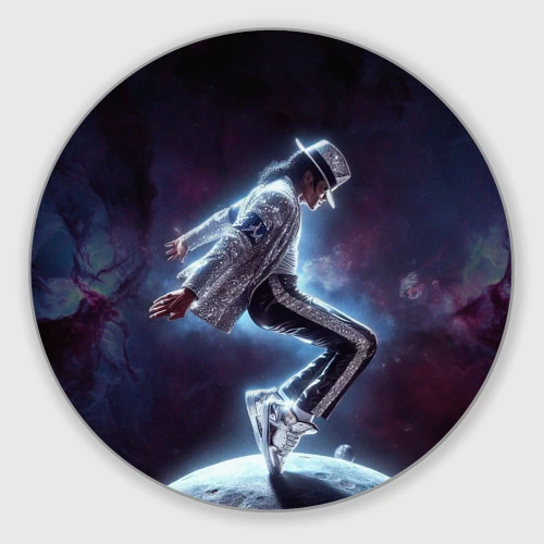 Круглый коврик для мышки Michael Jackson on the moon