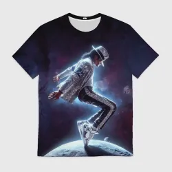 Мужская футболка 3D Michael Jackson on the moon