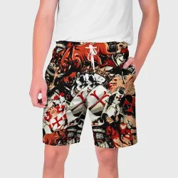 Мужские шорты 3D Рыцари тамплиеры цербер и грифон