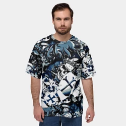 Мужская футболка oversize 3D Рыцари средневековья  цербер и череп короля - фото 2