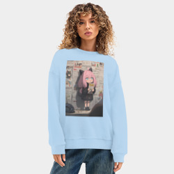 Женский свитшот oversize без начеса хлопок Семья шпиона стенгазета - фото 2