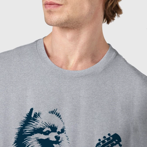 Мужская футболка хлопок с принтом Шпиц играет на гитаре укулеле, фото #4