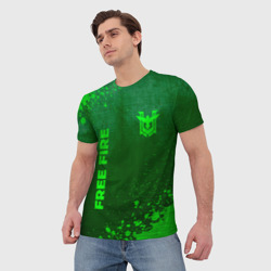 Мужская футболка 3D Free Fire - green gradient вертикально - фото 2