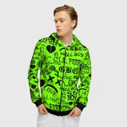 Мужская толстовка 3D на молнии Lil Peep кислотный паттерн - фото 2